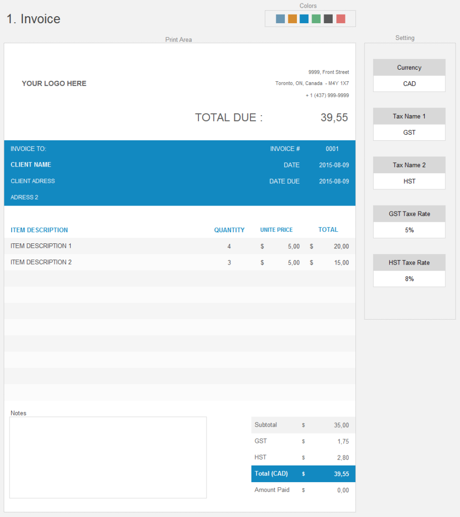 Simple Excel Invoice Template | Adnia Templates